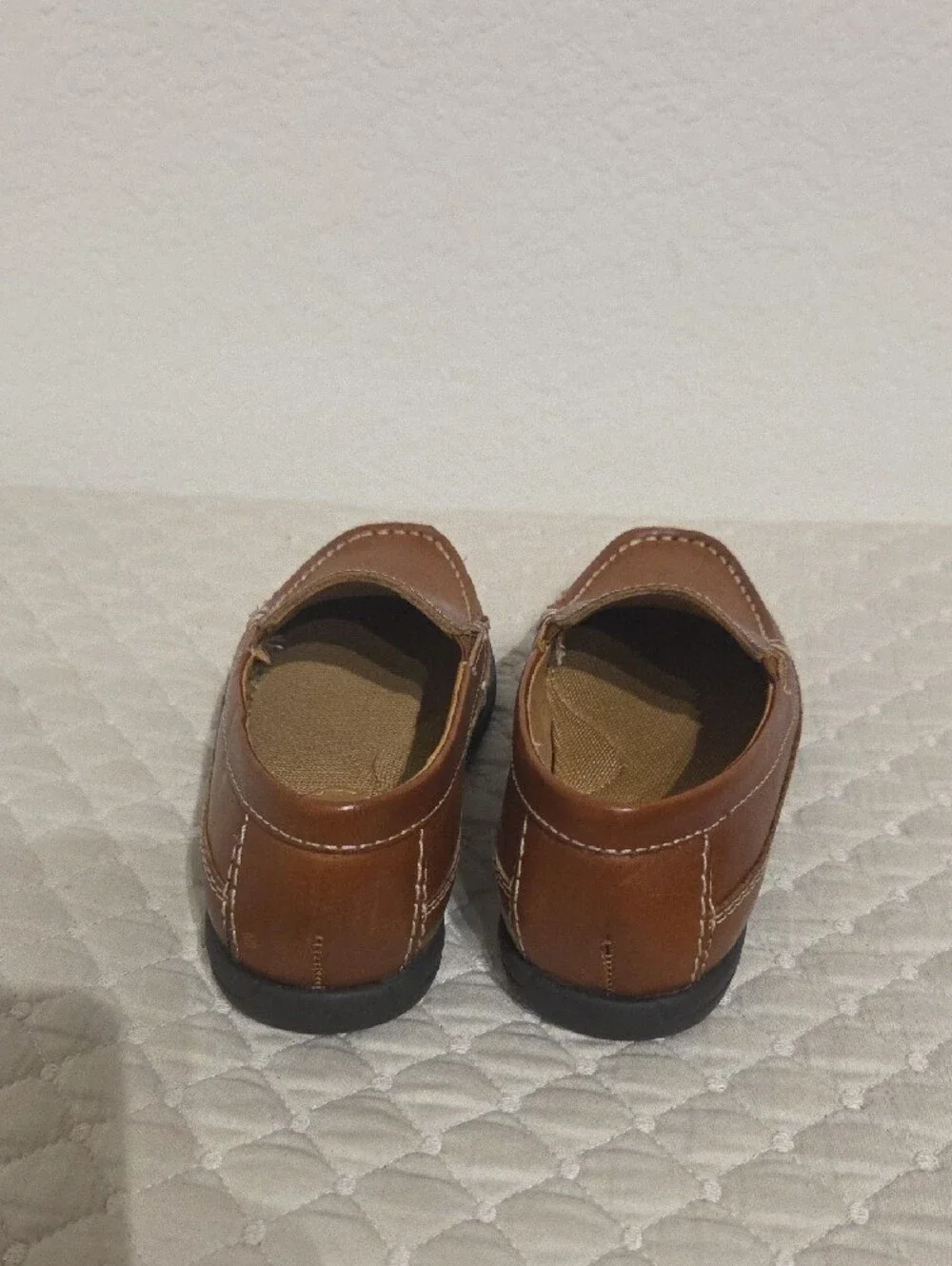 Johnston & Murphy Boys Tan Leather Slip-On Loafers